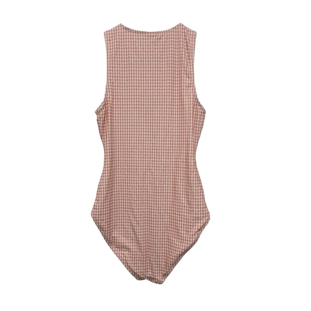Andie Pink koi houndstooth Patterned the Malibu swimsuit size ST - Picture 3 of 4